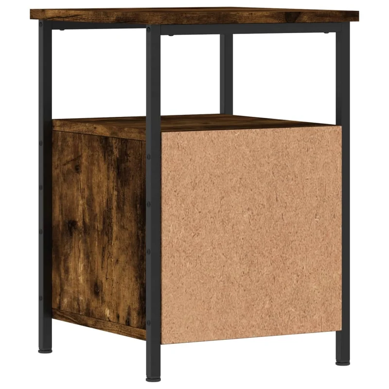 Table de chevet avec tiroirs et étagère 34 x 35,5 x 50 cm bois d'ingénierie marron et fer DEC033541