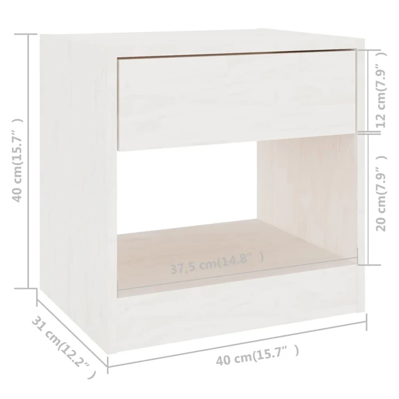 Table de chevet avec compartiment ouvert et tiroir 40 x 31 x 40 cm bois de pin blanc DEC033344