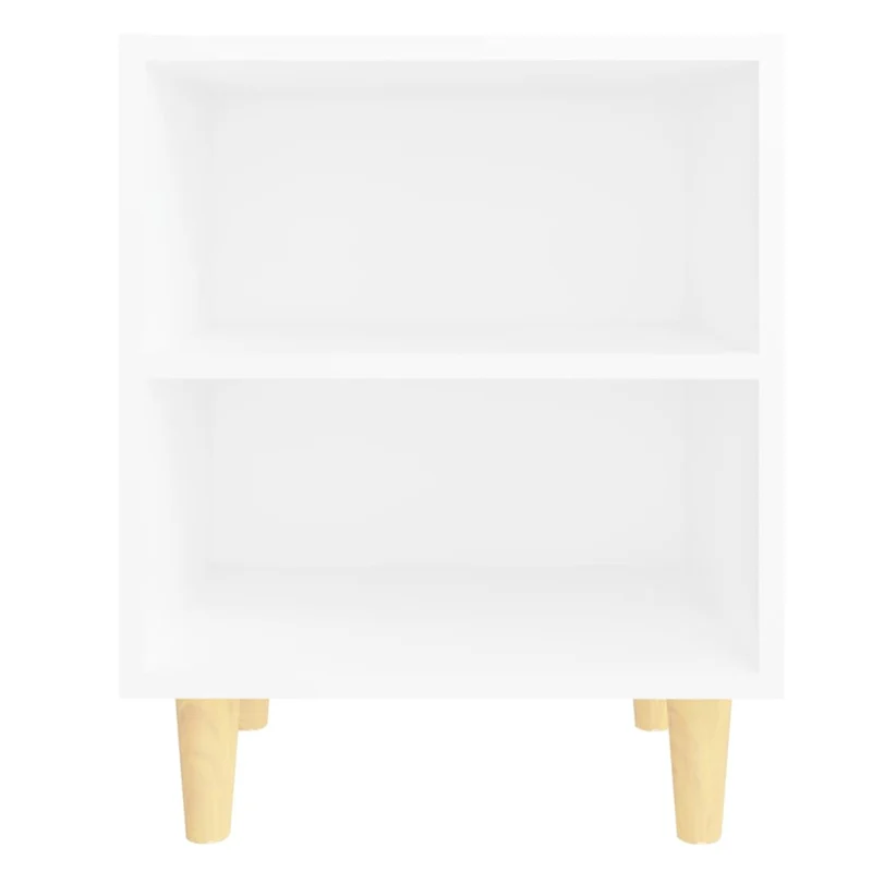 Table de chevet deux étagères avec pieds en bois 40 x 30 x 50 cm bois d'ingénierie blanc DEC033213
