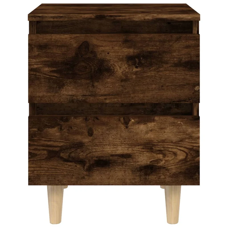 Table de chevet 2 tiroirs avec pieds en bois 40 x 35 x 50 cm bois d'ingénierie marron DEC033203