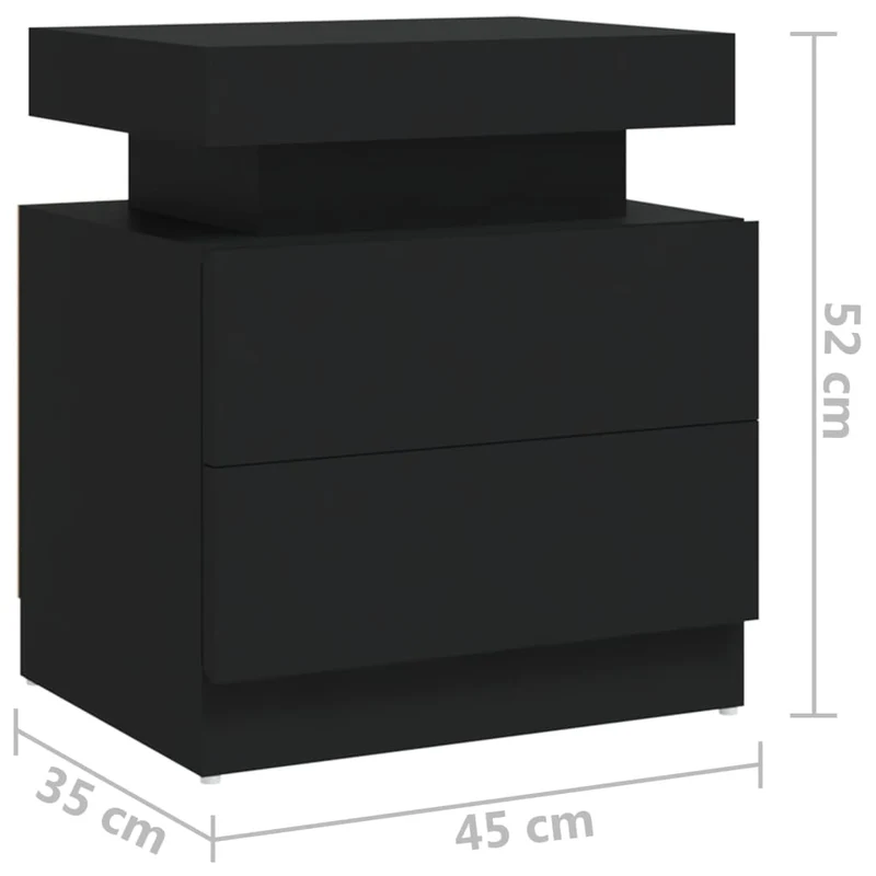 Table de chevet avec 2 tiroirs 45 x 35 x 52 cm aggloméré noir DEC034489