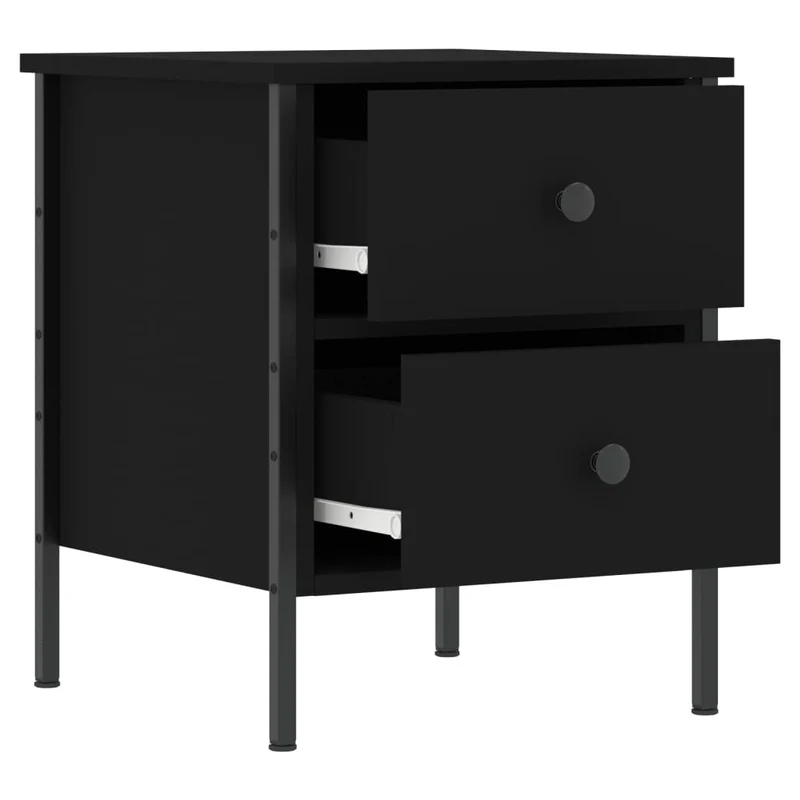 Table de chevet avec deux tiroirs 40 x 42 x 50 cm bois d’ingénierie noir DEC034479