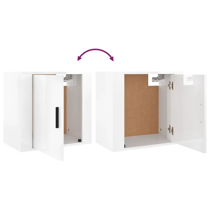 Table de chevet avec compartiment avec porte 50 x 30 x 47 cm bois d'ingénierie blanc brilliant DEC034239