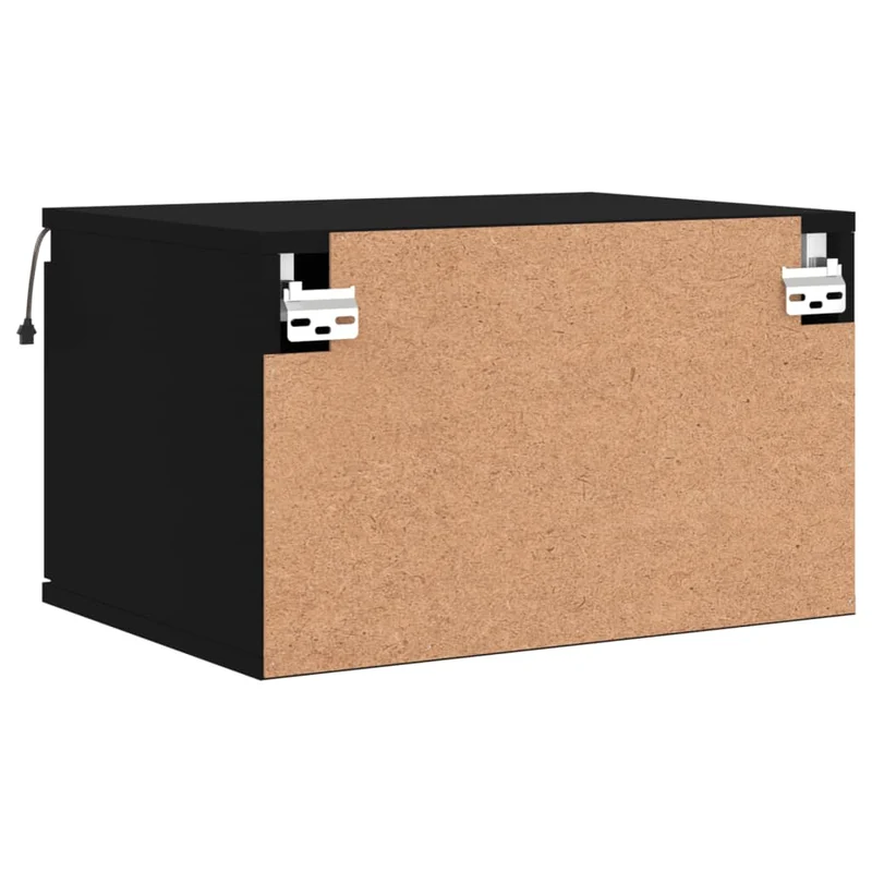 Table de chevet murale avec lumières LED et tiroir 50 x 36 x 30 cm bois d'ingénierie noir DEC034203