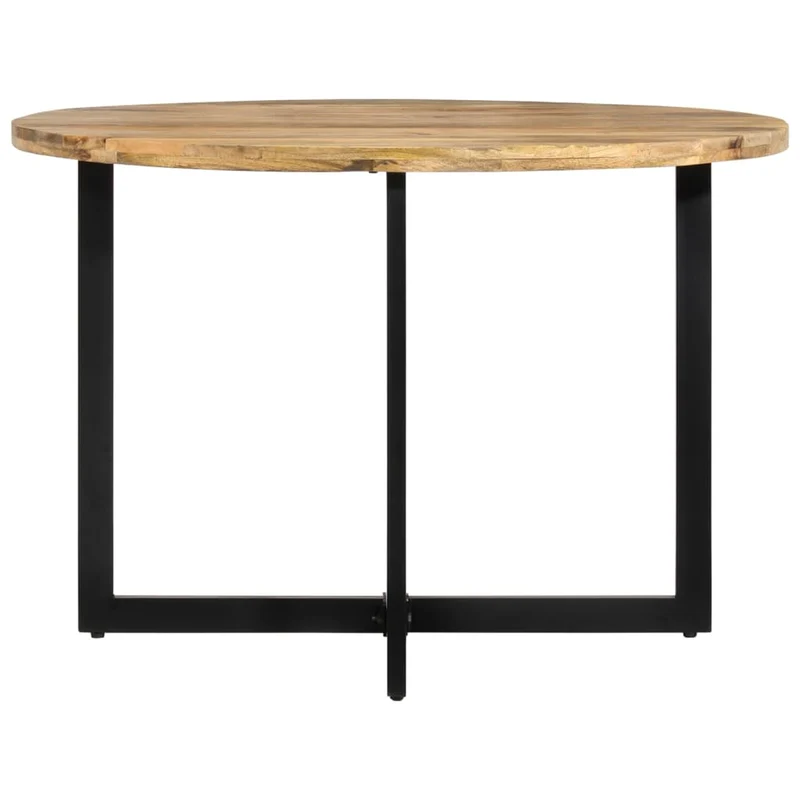 Table de salle à manger forme ronde design industriel 110 x 75 cm bois de manguier et fer DEC036654