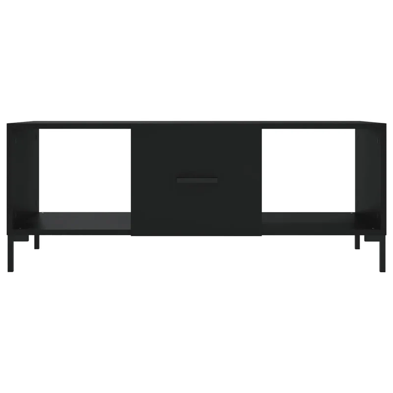 Table basse avec espace de rangement design moderne 102 x 50 x 40 cm bois d'ingénierie noir et fer DEC039602