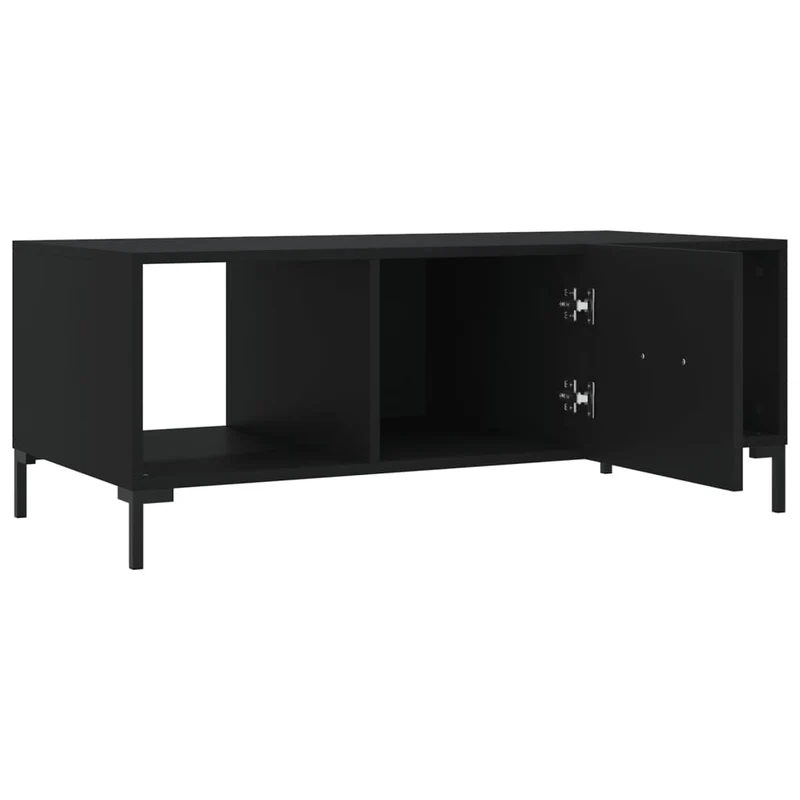 Table basse avec espace de rangement design moderne 102 x 50 x 40 cm bois d'ingénierie noir et fer DEC039602