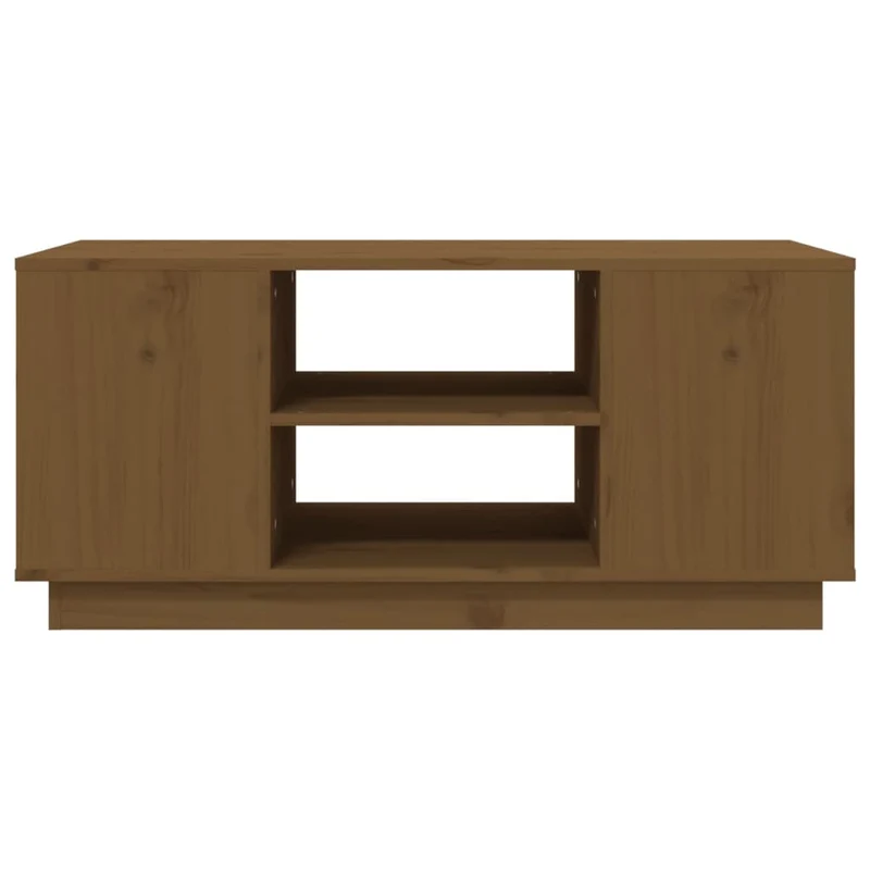 Table basse avec étagères design moderne 90 x 49 x 40,5 cm bois massif de pin marron DEC039505