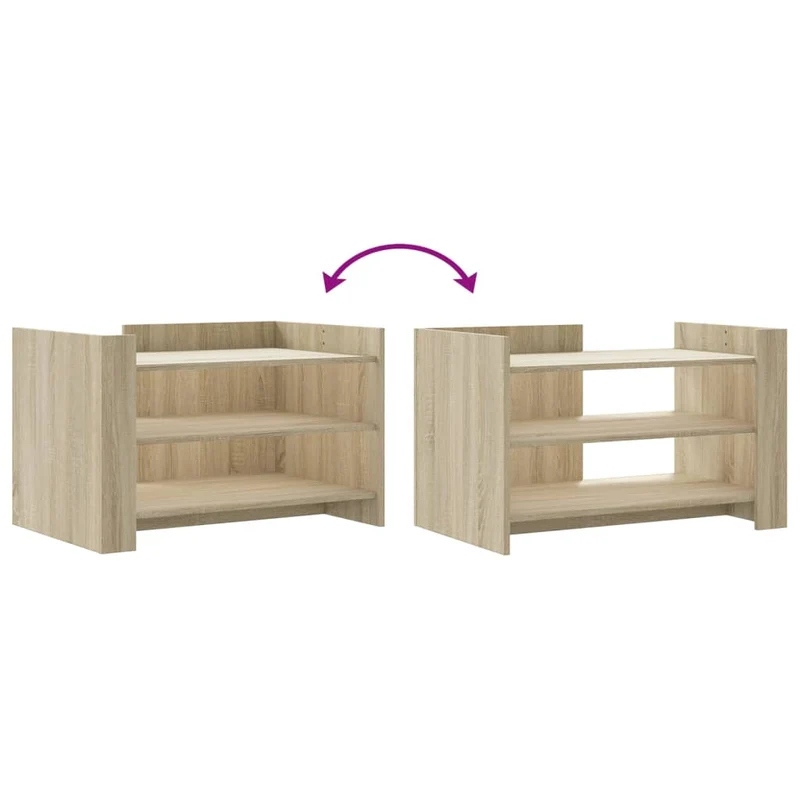 Table basse avec étagères design simple 80 x 50 x 50 cm bois d'ingénierie couleur chêne DEC039002