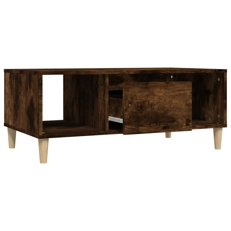 Table basse avec 2 compartiments design moderne 90 x 50 x 36,5 cm bois d'ingénierie marron DEC038521