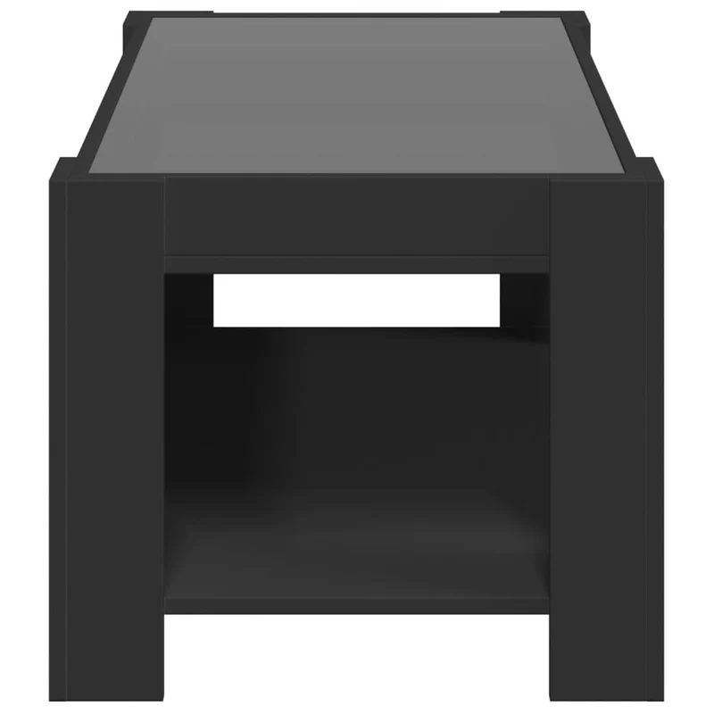 Table basse de salon design moderne avec LED 93 x 53 x 45 cm bois d'ingénierie noir et verre DEC037583