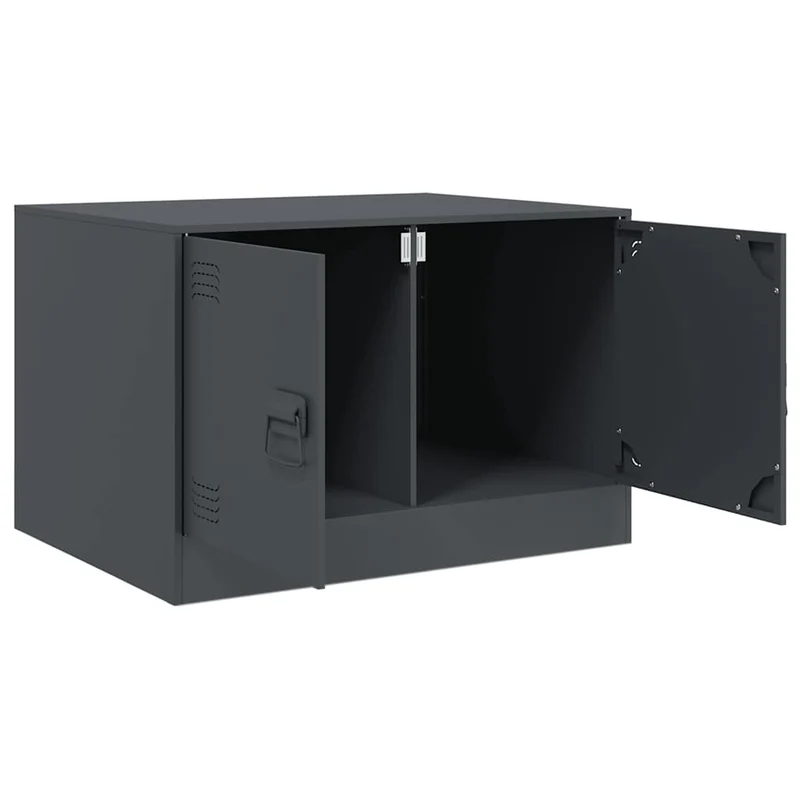Table basse de salon avec espace de rangement design industriel 67 x 50 x 44 cm acier anthracite DEC037266