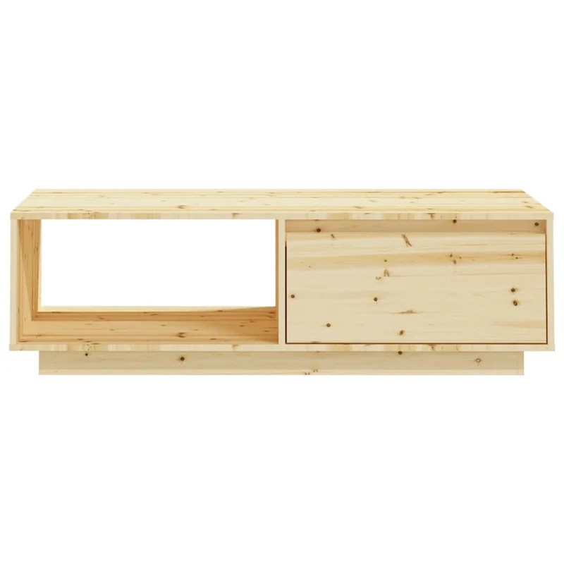 Table basse de salon avec espace de rangement design simple 110 x 50 x 33,5 cm bois de sapin massif DEC036982
