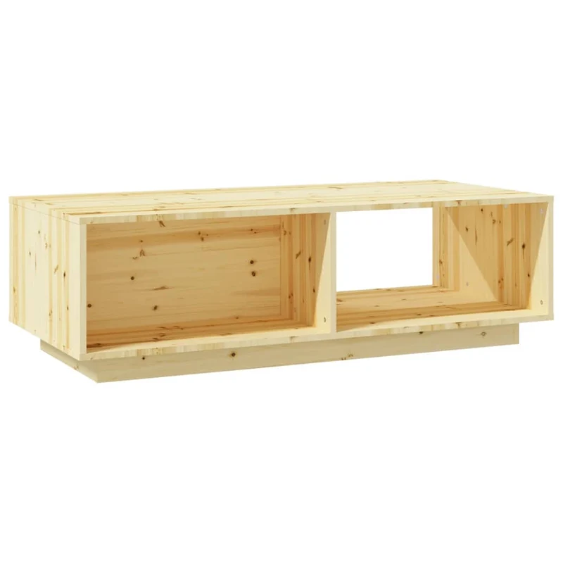 Table basse de salon avec espace de rangement design simple 110 x 50 x 33,5 cm bois de sapin massif DEC036982