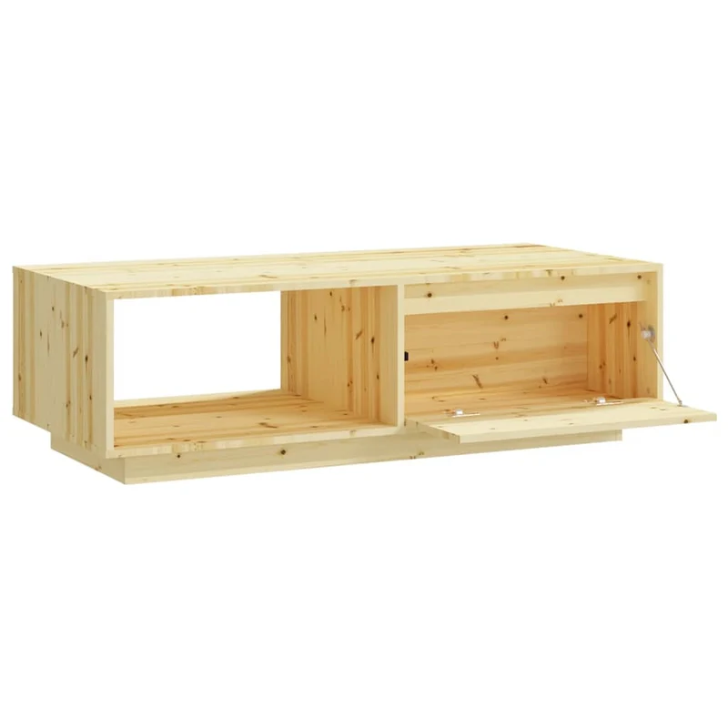Table basse de salon avec espace de rangement design simple 110 x 50 x 33,5 cm bois de sapin massif DEC036982