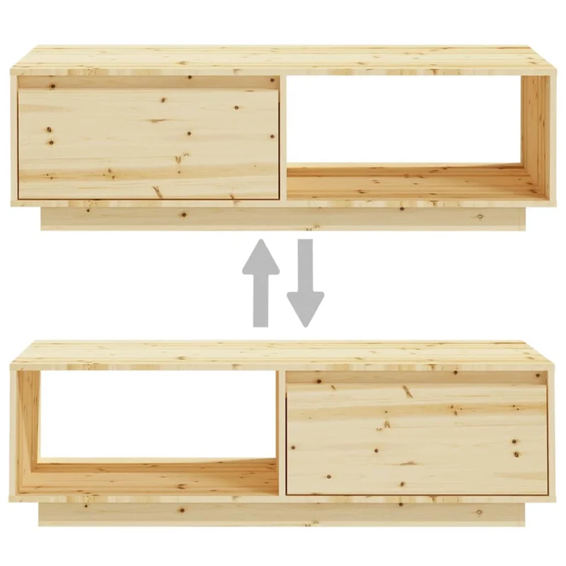 Table basse de salon avec espace de rangement design simple 110 x 50 x 33,5 cm bois de sapin massif DEC036982