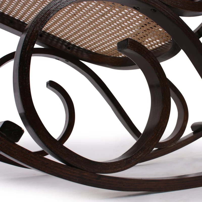 Fauteuil à bascule rocking chair couleur noyer rotin FAB04001