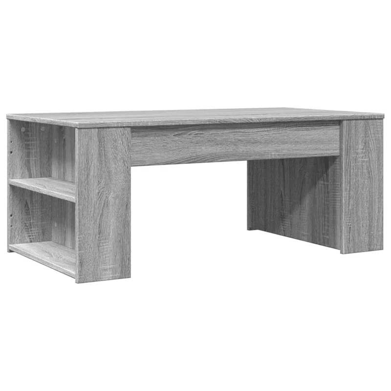 Table basse avec étagères 102 x 55 x 42 cm bois d'ingénierie gris DEC039996