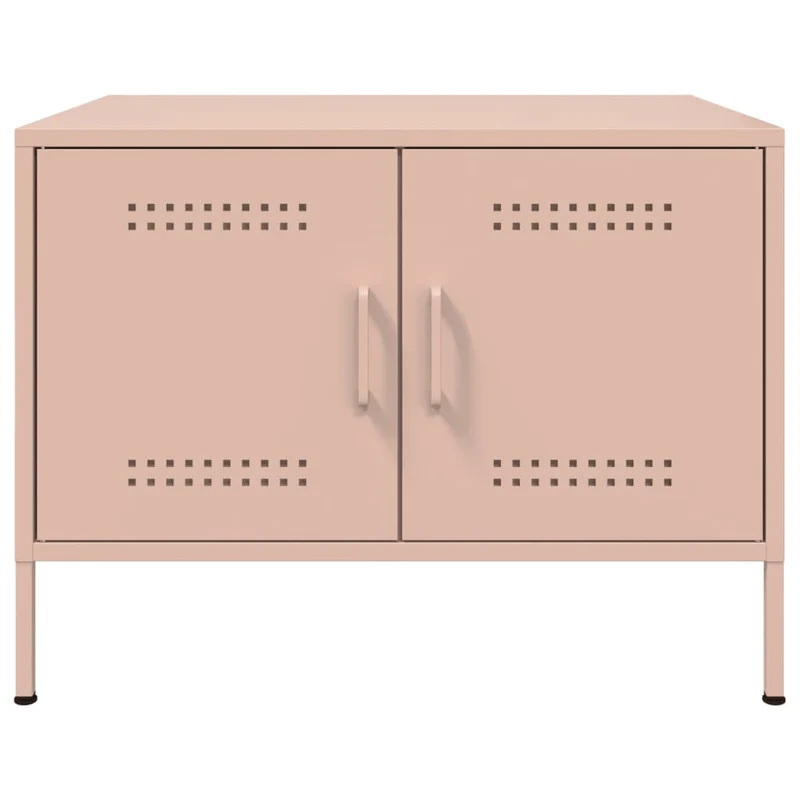 Table basse avec deux compartiments design industriel moderne 68 x 50 x 50,5 cm acier rose DEC039916