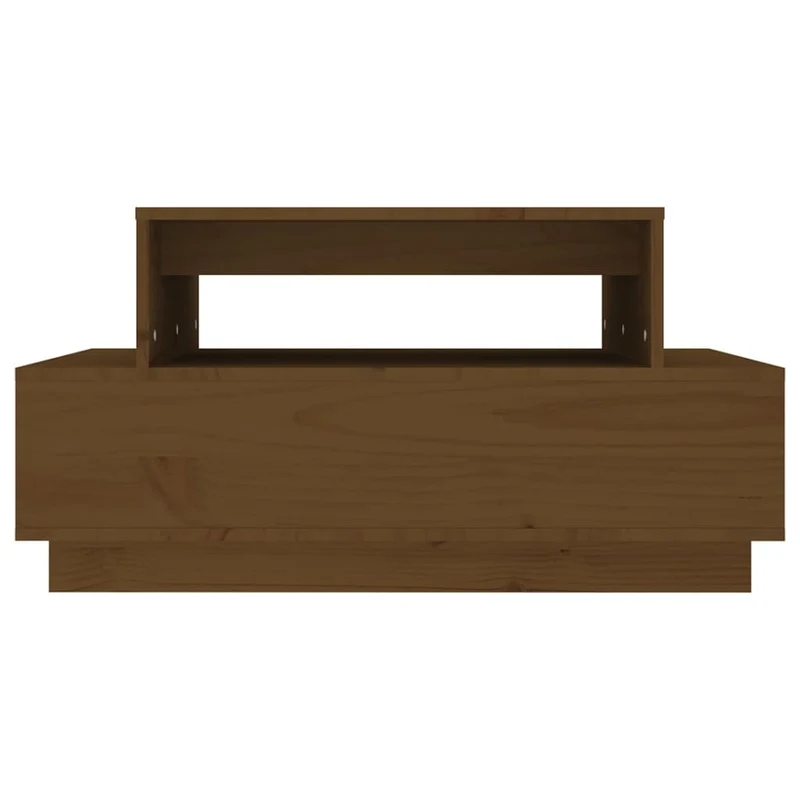 Table basse avec espace de rangement design rustique moderne 80 x 55 x 40,5 cm bois massif de pin couleur marron miel DEC039501