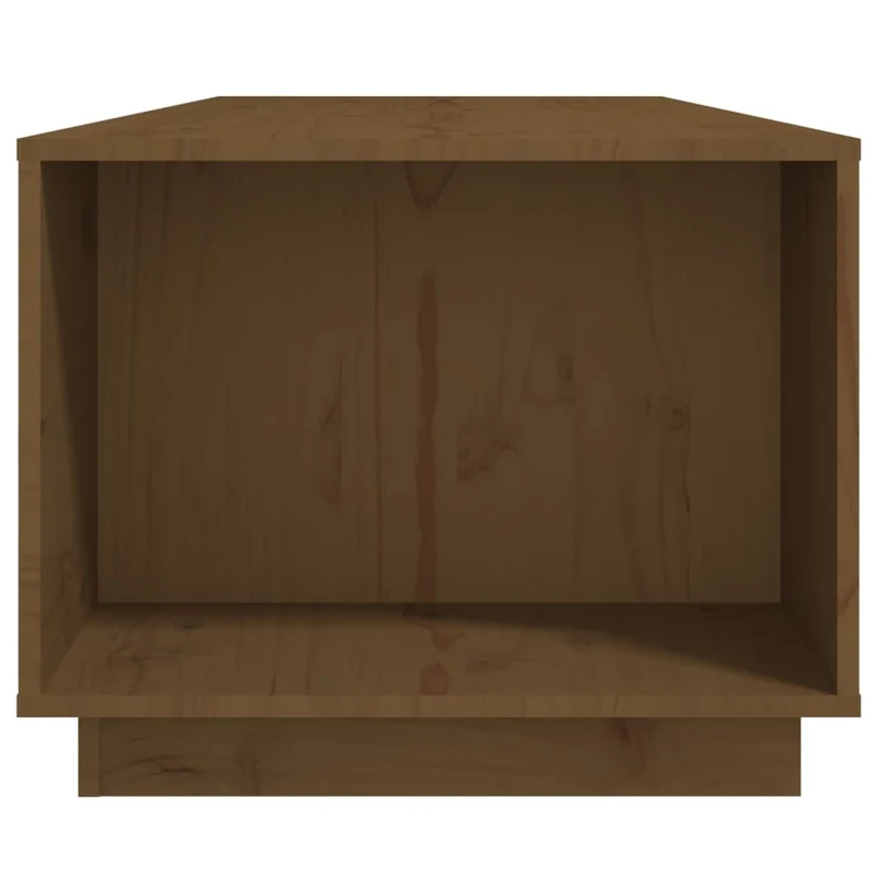 Table basse avec 4 compartiments et 2 portes design moderne 110 x 50 x 40 cm bois massif de pin marron DEC039468