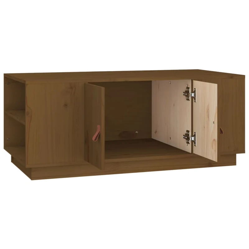 Table basse avec espace de rangement design rustique moderne 100 x 50 x 41 cm bois massif de pin marron DEC039461