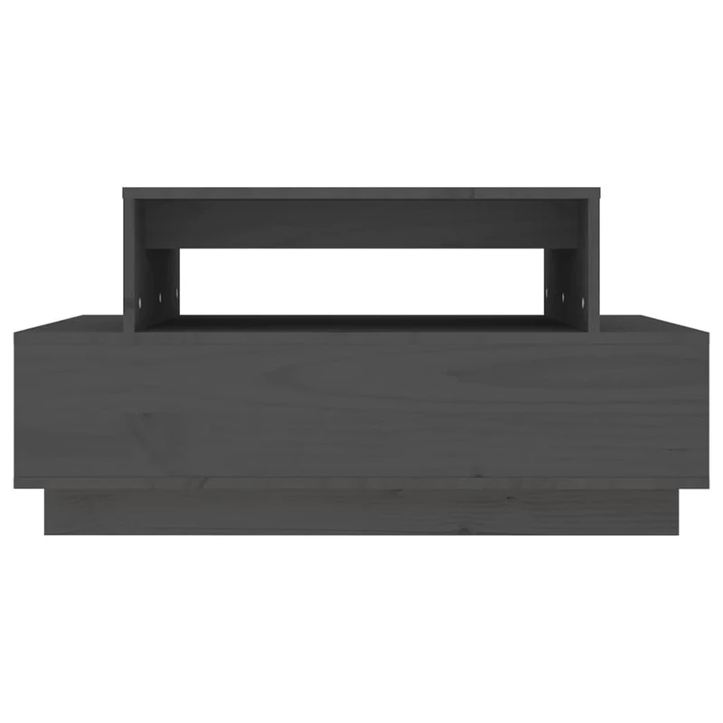 Table basse aec espace de rangement design rustique moderne 80 x 55 x 40,5 cm bois massif de pin gris DEC039206