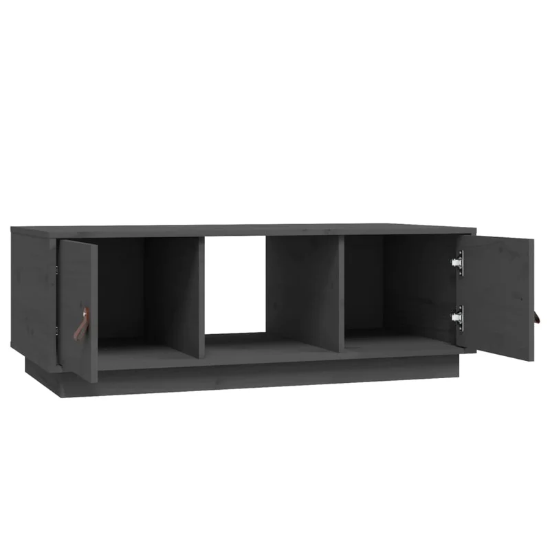 Table basse avec espace de rangement design rustique moderne 100 x 50 x 35 cm bois massif de pin gris DEC039150
