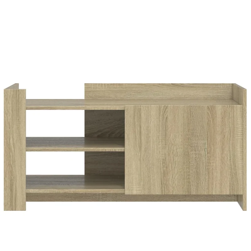 Table basse avec étagères design moderne 100 x 50 x 50 cm bois d'ingénierie couleur chêne DEC038870