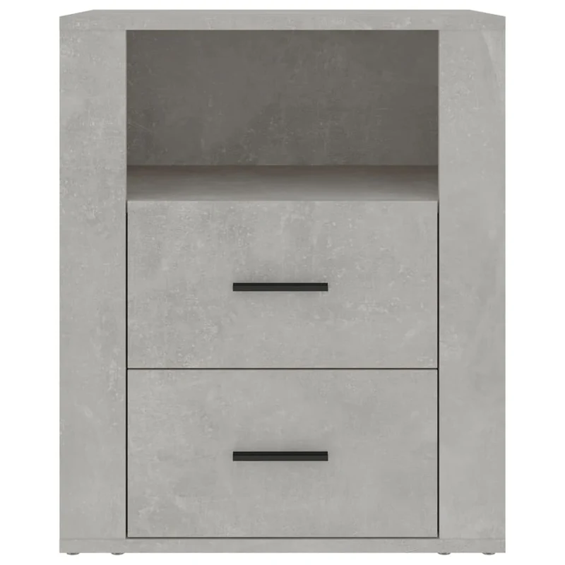 Table de chevet avec deux tiroirs et un compartiment ouvert 50 x 36 x 60 cm bois d'ingénierie gris DEC034050