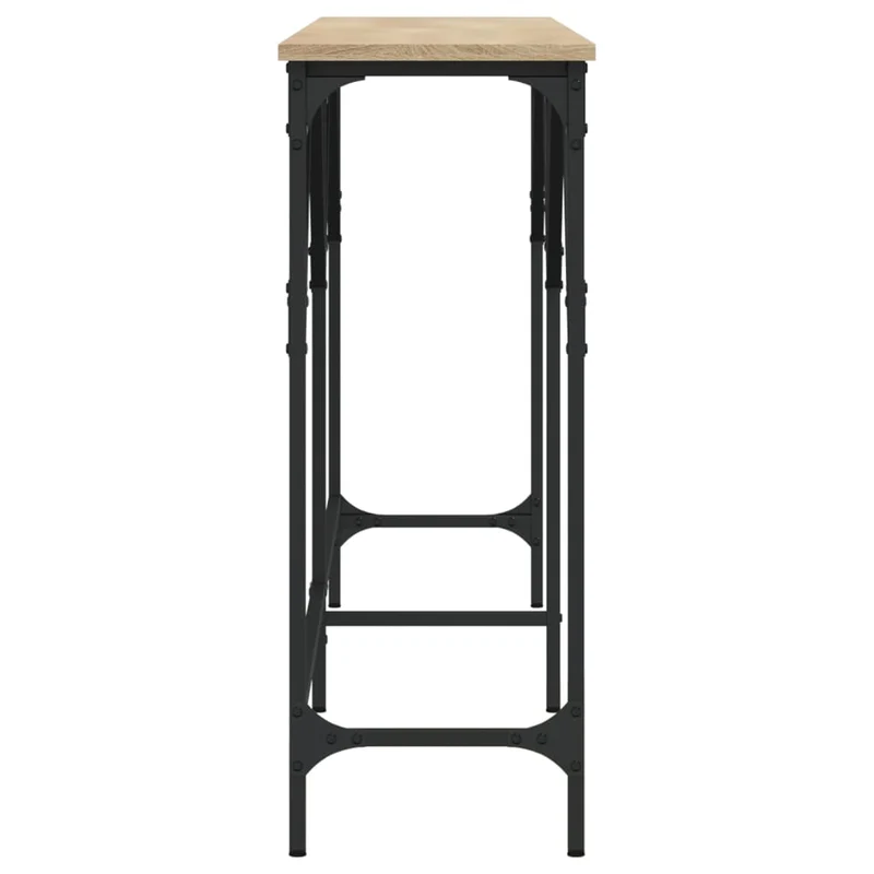 Table d'appoint design industriel 180 x 29 x 75 cm bois d'ingénierie couleur chêne et métal DEC031939