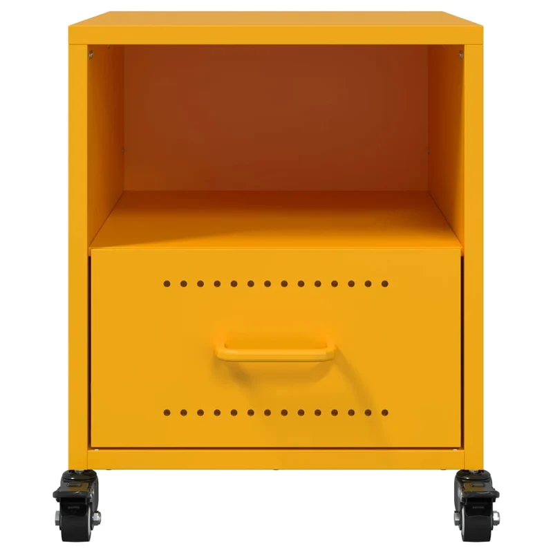 Lot de 2 tables de chevet avec tiroir et compartiment ouvert 36 x 39 x 43,5 cm acier jaune moutarde DEC035424