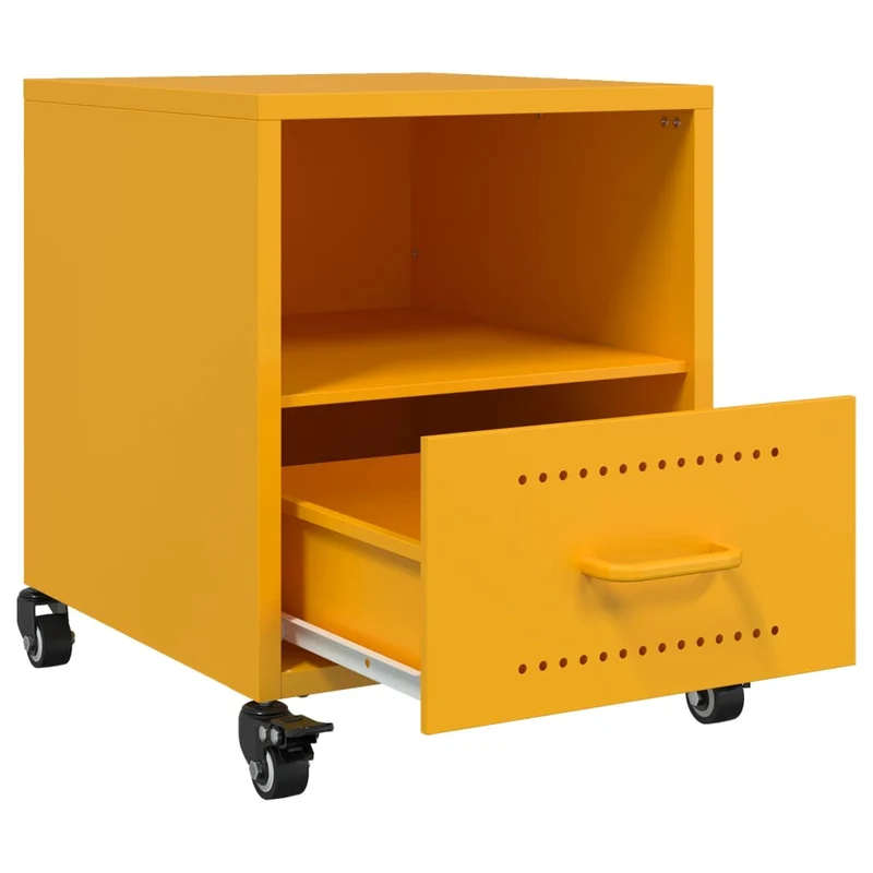Lot de 2 tables de chevet avec tiroir et compartiment ouvert 36 x 39 x 43,5 cm acier jaune moutarde DEC035424