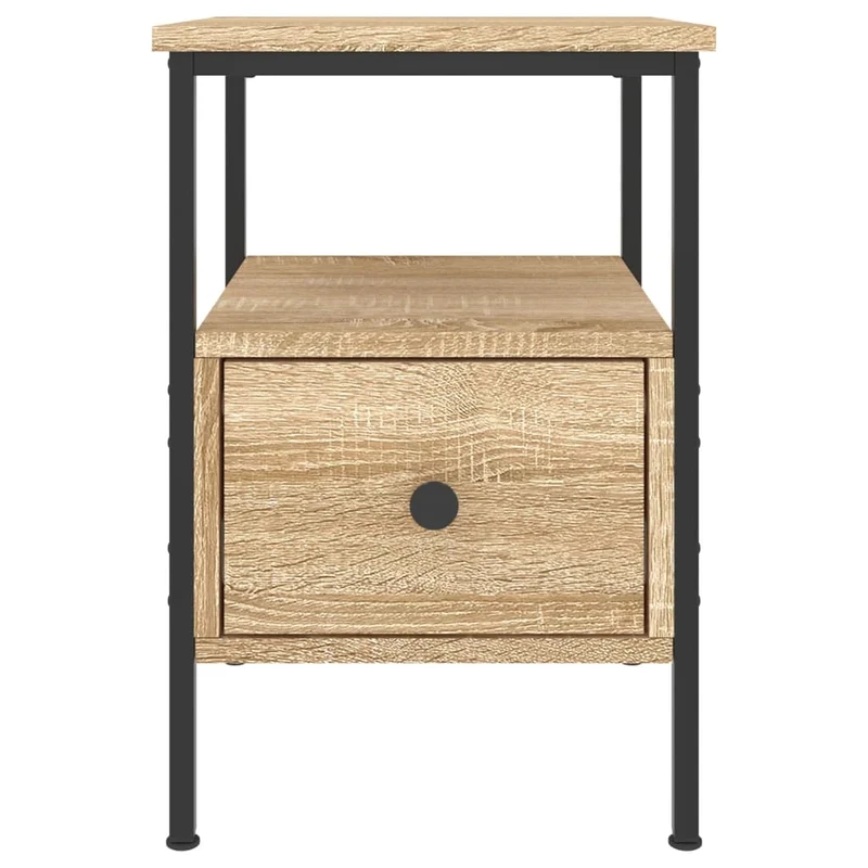Lot de 2 tables de chevet avec tiroir et étagère 34 x 36 x 50 cm bois ingénierie couleur chêne et fer DEC035221