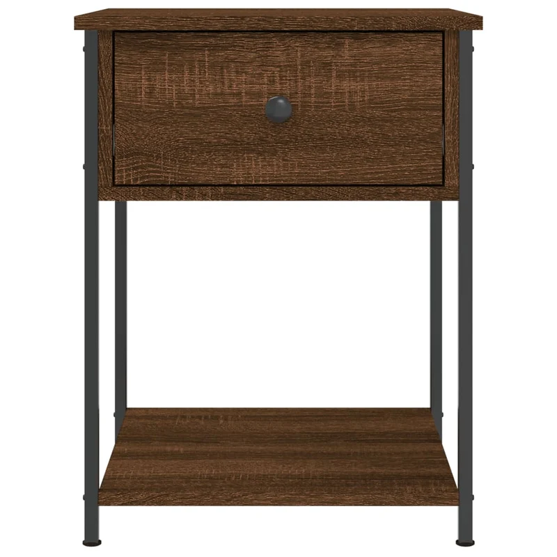 Lot de 2 tables de chevet avec tiroir et étagère 44 x 45 x 58 cm bois ingénierie marron et fer DEC035207