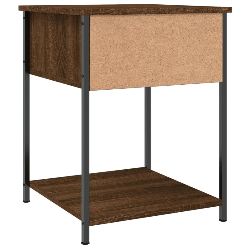 Lot de 2 tables de chevet avec tiroir et étagère 44 x 45 x 58 cm bois ingénierie marron et fer DEC035207