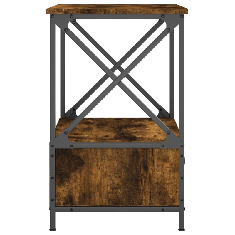 Lot de 2 tables de chevet avec tiroir et étagère 50 x 41 x 65 cm bois d’ingénierie marron et fer DEC035147