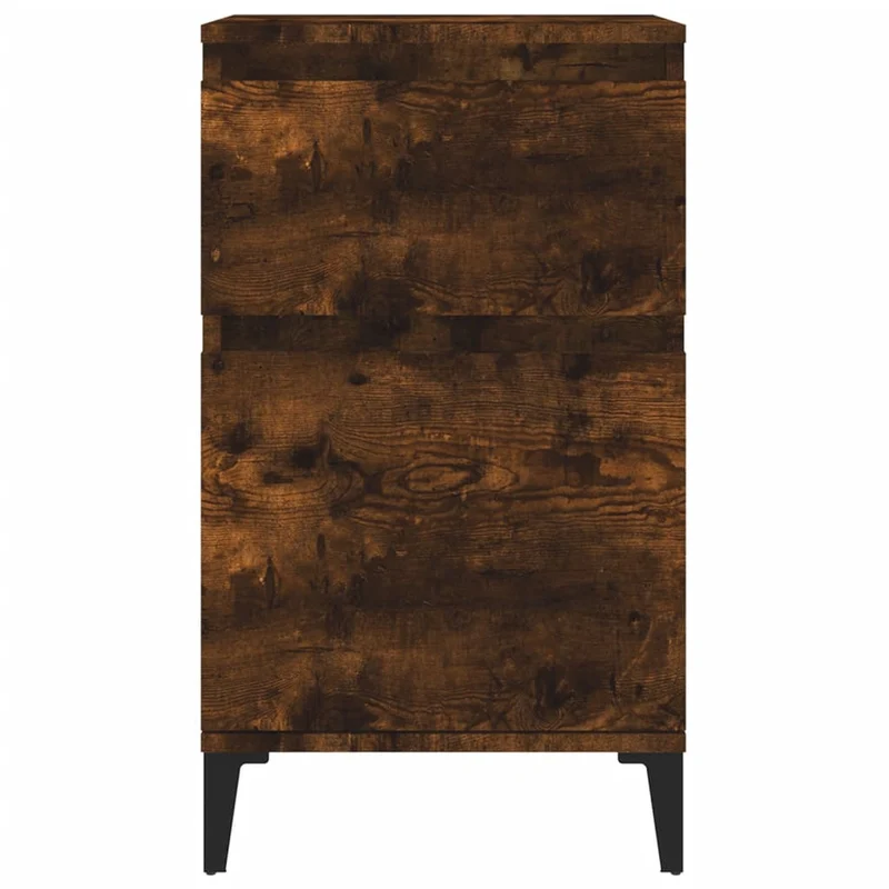 Lot de 2 tables de chevet avec deux tiroirs 40 x 35 x 70 cm bois d'ingénierie marron et métal DEC035108
