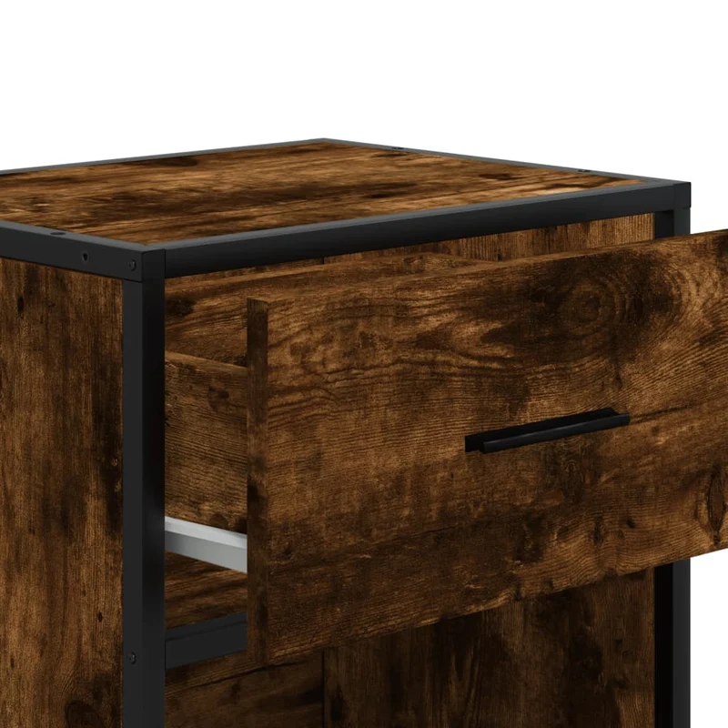Lot de 2 tables de chevet avec tiroir et étagère 40 x 31 x 50 cm bois ingénierie marron et acier DEC035085