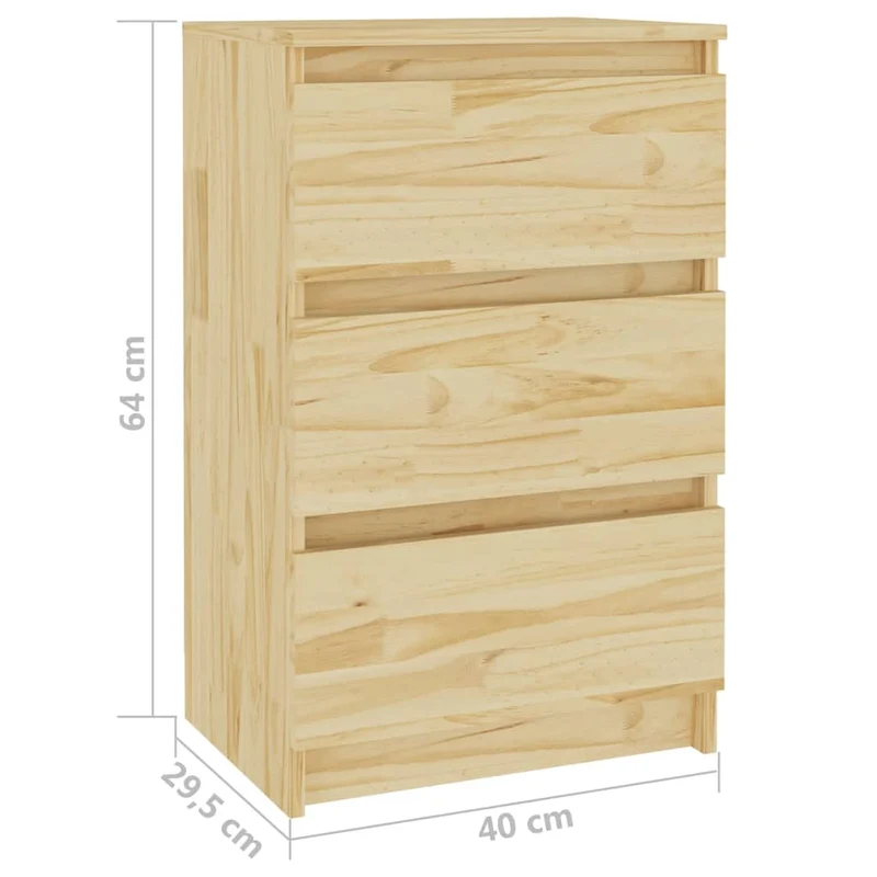 Lot de 2 tables de chevet avec 3 tiroirs 40 x 29,5 x 64 cm bois de pin non traité DEC034752