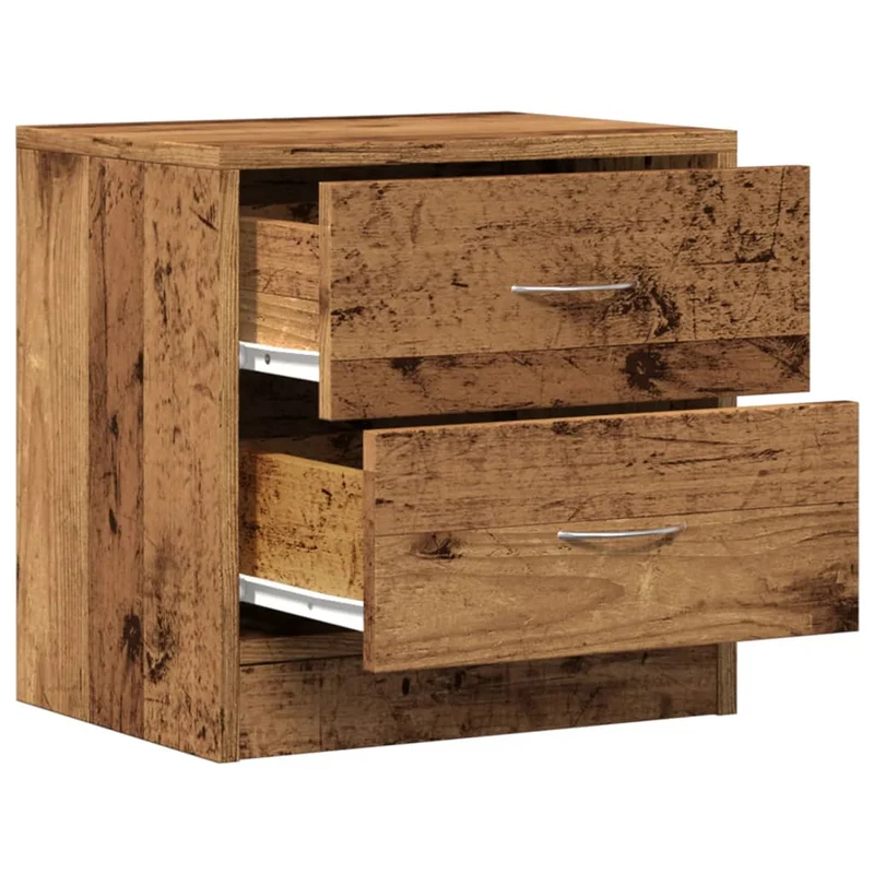 Table de chevet avec deux tiroirs 40 x 30 x 40 cm bois d'ingénierie marron DEC034715
