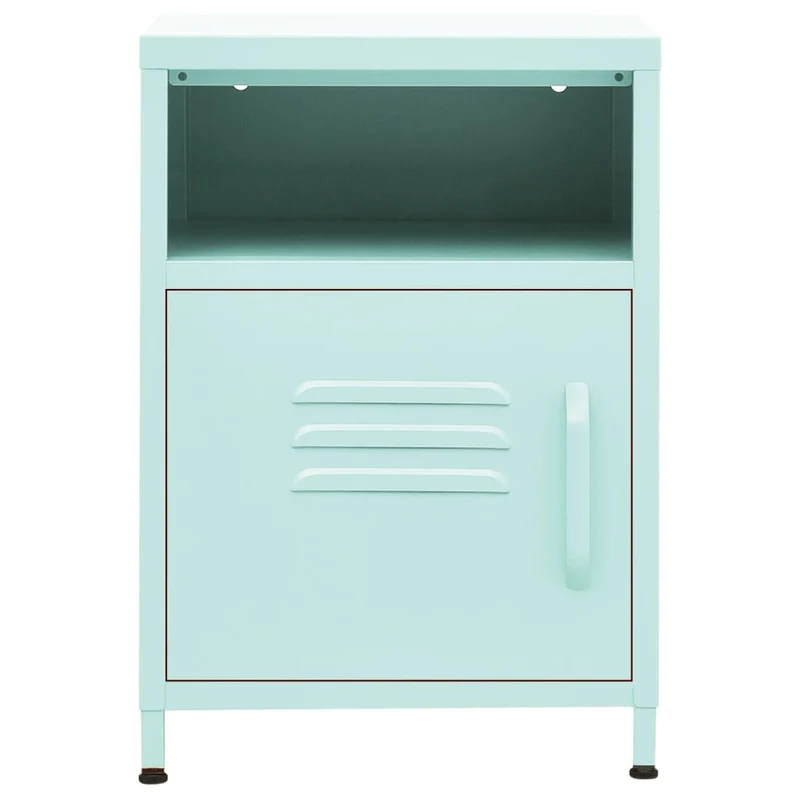 Table de chevet avec compartiment avec porte et ouvert 35 x 35 x 51 cm acier couleur vert menthe DEC034692