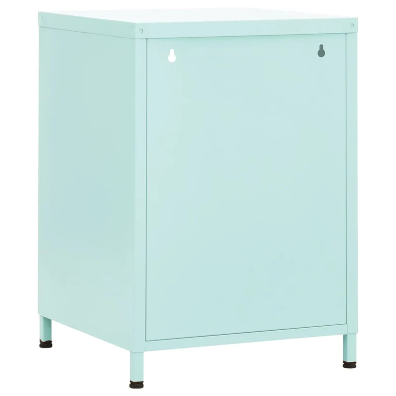 Table de chevet avec compartiment avec porte et ouvert 35 x 35 x 51 cm acier couleur vert menthe DEC034692