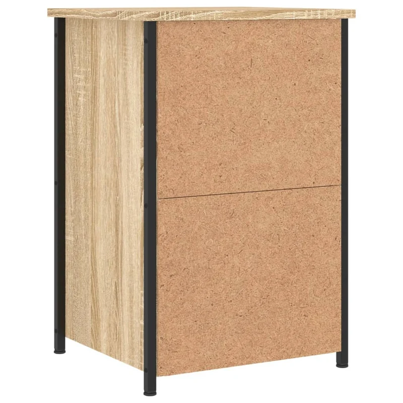 Table de chevet avec 3 tiroirs 40 x 36 x 60 cm bois d'ingénierie couleur chêne et fer DEC033848
