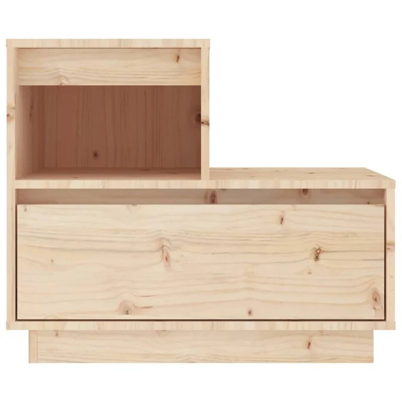 Table de chevet avec tiroir et compartiment ouvert 60 x 34 x 51 cm bois de pin non traité DEC033077