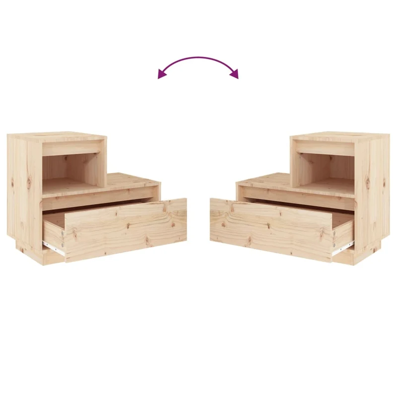 Table de chevet avec tiroir et compartiment ouvert 60 x 34 x 51 cm bois de pin non traité DEC033077