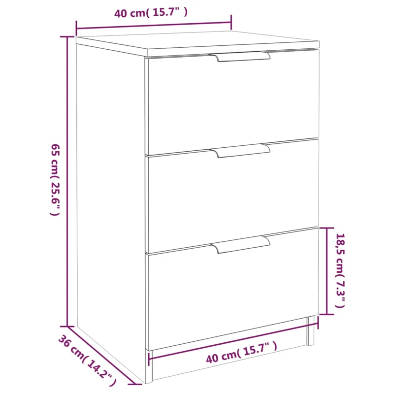 Lot de 2 tables de chevet avec 3 tiroirs 40 x 36 x 65 cm bois d'ingénierie couleur chêne DEC035266