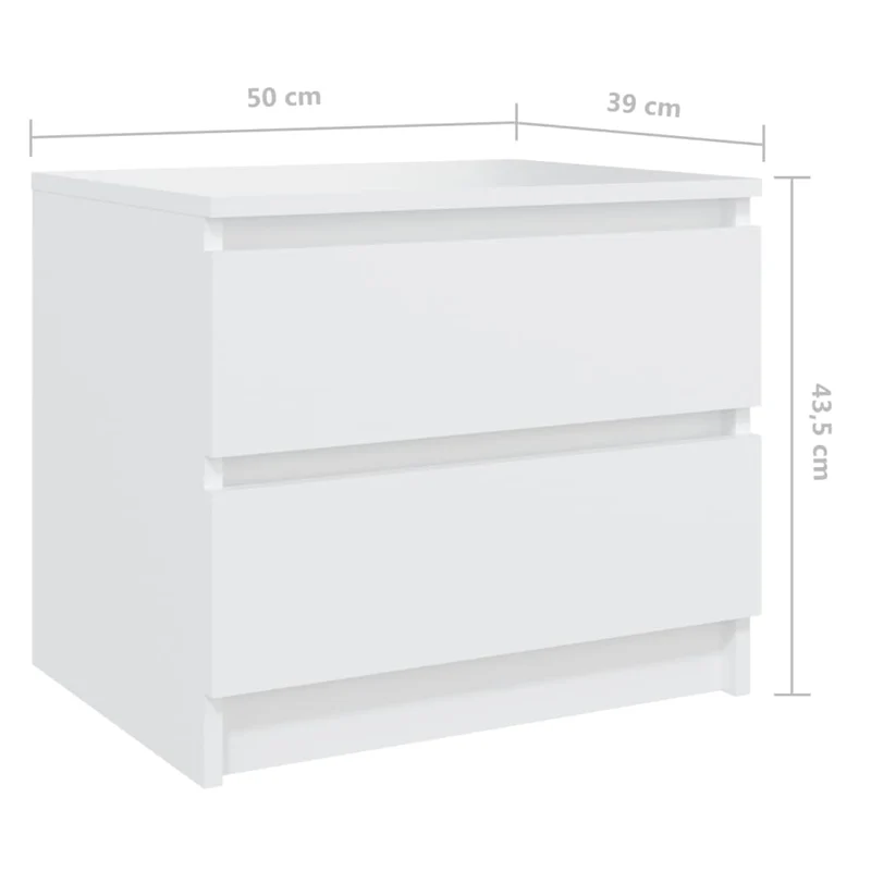 Lot de 2 tables de chevet avec tiroirs 50 x 39 x 43,5 cm aggloméré blanc DEC034974