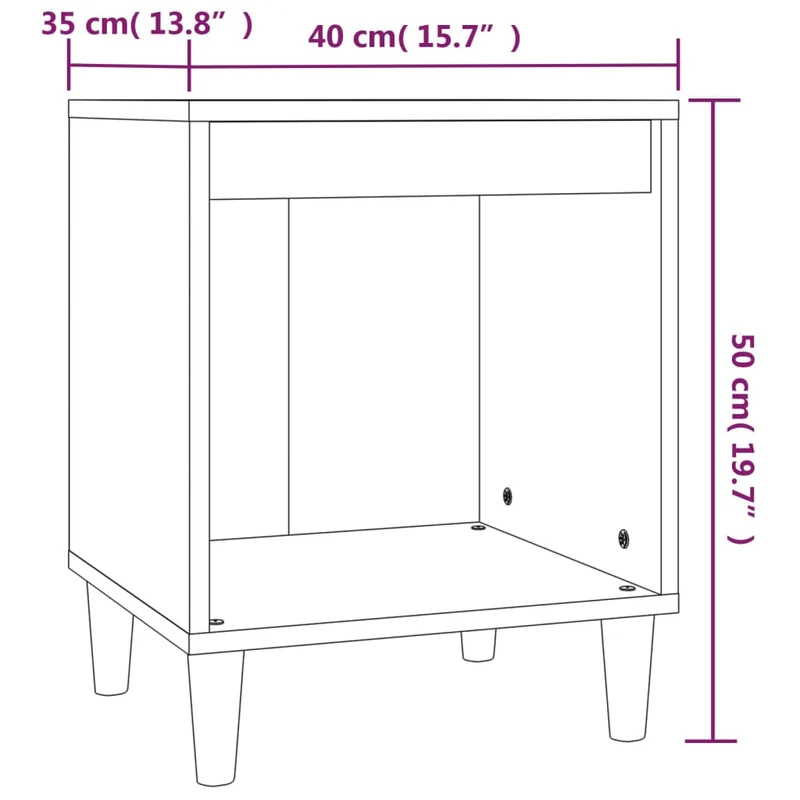 Lot de 2 tables de chevet avec compartiment ouvert 40 x 35 x 50 cm bois d'ingénierie blanc DEC034927
