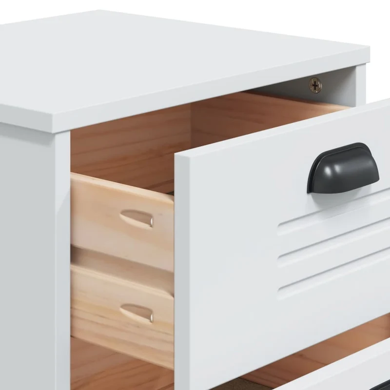 Table de chevet avec 3 tiroir 40 x 35 x 80 cm en bois d'ingénierie blanc DEC034727